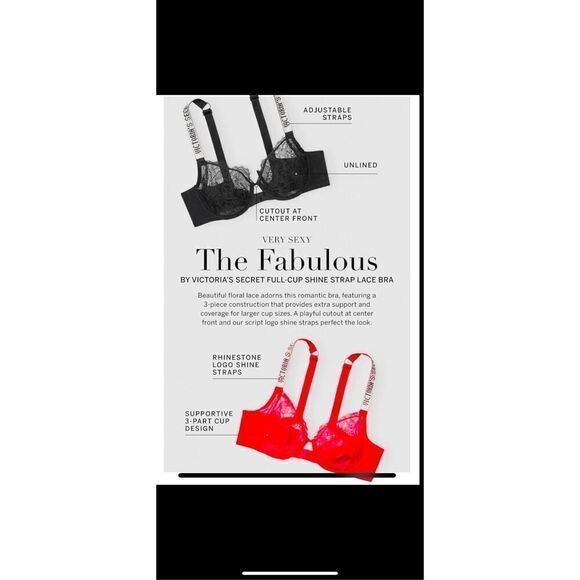 Very Sexy “The fabulous line” full coverage rhinestone strap lace bra. Red or Bl - Picture 4 of 16